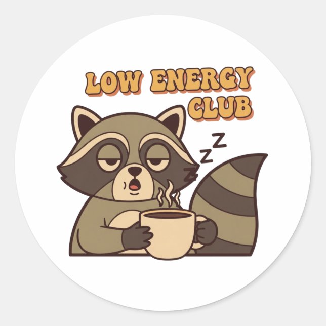 Adesivo Retro Raccoon Low Energy Club Vinyl Sticker (Frente)