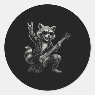 Adesivo Retro Raccoon Rock Music Gift Men Crianças Mulhere