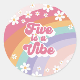Adesivo Retro Rainbow Five é um Clima 5º Aniversário