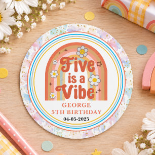 Adesivo Retro Rainbow FIVE é uma Vibração Aniversário de 5