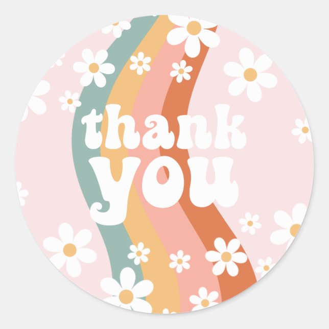 Adesivo Retro Rainbow Groovy One Daisy (Frente)