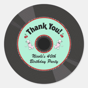 Adesivo Retro Record Anos 50 50'S Festa Anos 50 Obrigado