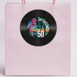Adesivo Retro Record Tropical Neon Flamingo 50th Birthday<br><div class="desc">👉 Celebrar seu aniversário com este vintage, o temido Faux vinyl record 50th festa de aniversário sticker! Este design totalmente retrógrado com um néon rosa flamingo e um pôr do sol tropical certamente colocará um sorriso no seu rosto! - Basta clicar para personalizar este design 🔥 As minhas promessas -...</div>