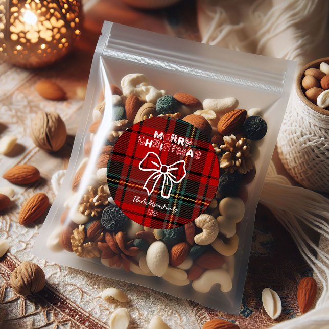 Adesivo Retro Red Plaid Whimsical Christmas  (Criador carregado)