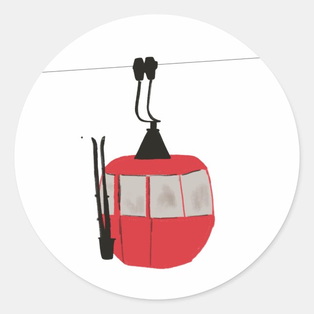Adesivo Retro Red Ski Gondola Lift Personalizado (Frente)