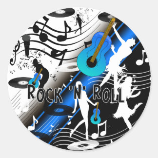 Adesivo Retro Rock 'N' Roll Música Me Faz Vibrar