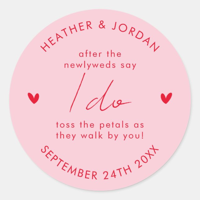 Adesivo Retro Rosa 70s Casamento Me Toca Favor Confetti (Frente)