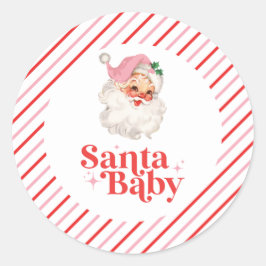 Adesivo Retro Rosa Santa Bebê chá de bebê de Natal