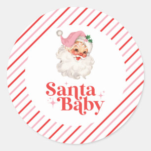 Adesivo Retro Rosa Santa Bebê chá de bebê de Natal
