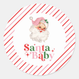 Adesivo Retro Rosa Santa Bebê chá de bebê de Natal