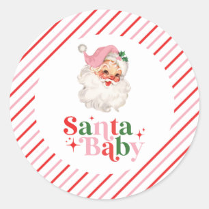 Adesivo Retro Rosa Santa Bebê chá de bebê de Natal