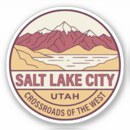 Adesivo Retro Salt Lake City Utah Montanha Vintage Lago