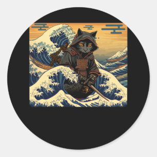 Adesivo Retro Samurai Cat Japonês Onda De Excelente Por Ho