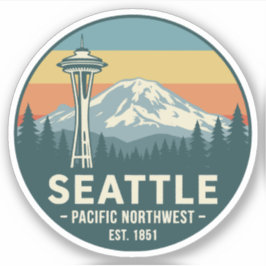 Adesivo Retro Seattle Pacífico Noroeste Mt. Rainier