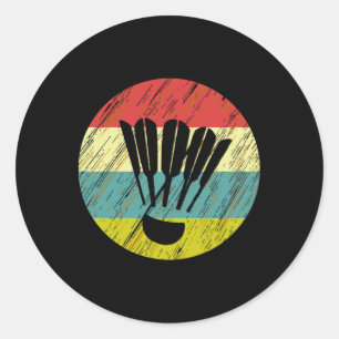 Adesivo Retro Shuttle Racket Esportivo Badminton Player At