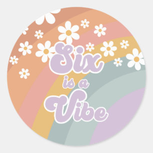 Adesivo Retro Six é um Vibe Arco-íris e Margarida