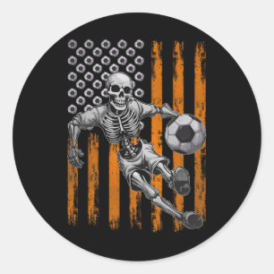 Adesivo Retro Skelplay Soccer Usa Flag Halloween B
