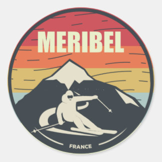 Adesivo Retro Skiing Meribel France Ski