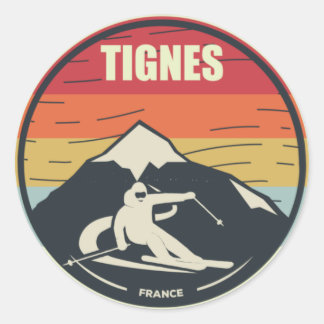 Adesivo Retro Skiing Tignes France Ski