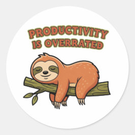 Adesivo Retro Sloth Productivity Is Overrated Vinyl Sticke