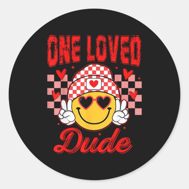 Adesivo Retro Smile Face One Loved Dude Valentines Day Men (Frente)