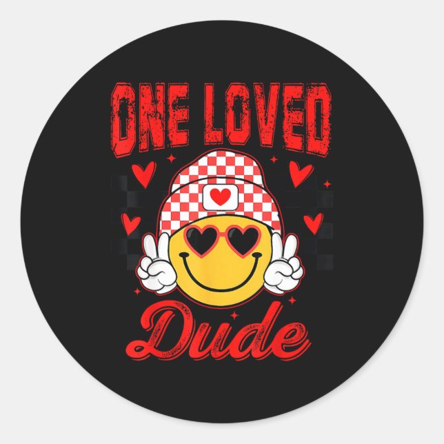 Adesivo Retro Smile Face One Loved Dude Valentines Day Men (Frente)