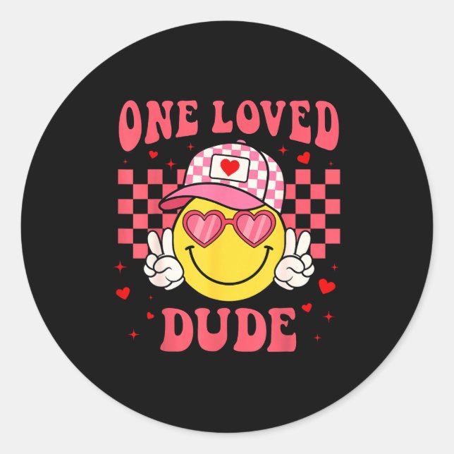 Adesivo Retro Smile Face One Loved Dude Valentines Day Men (Frente)
