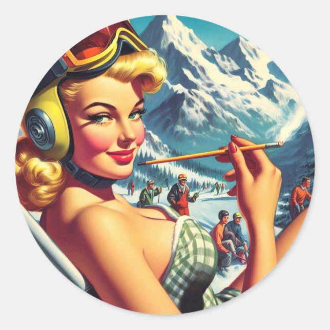 Adesivo Retro Snowboard Girl (Frente)