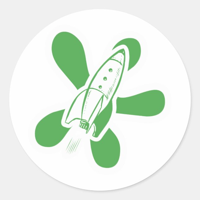 Adesivo Retro Splat Rocket Branco Verde (Frente)