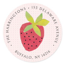 Retro Strawberry Cute Original Art Return Address