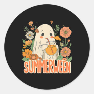 Adesivo Retro Summerween Ghost Boho Floral Summer Hallowee