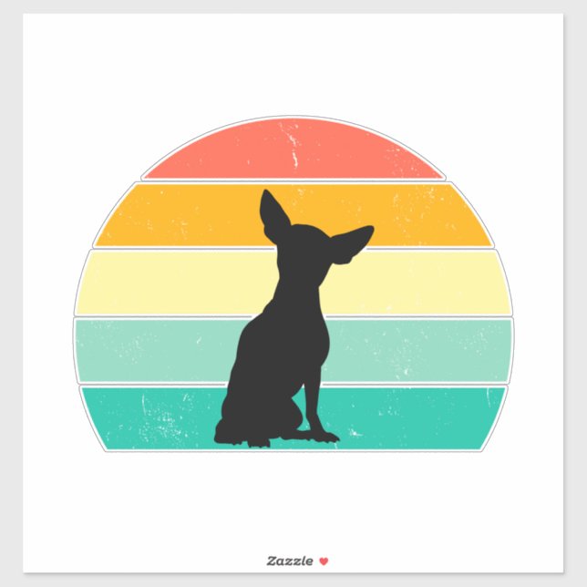 Adesivo Retro Sunset Chihuahua Sticker (Folha)