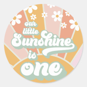 Adesivo Retro Sunshine Daisy boho floral primeiro anivers