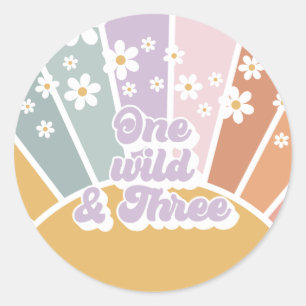 Adesivo Retro Sunshine Rainbow Daisy Um Selvagem Três