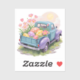 Adesivo Retro Teal & Purple Truck with Easter Eggs