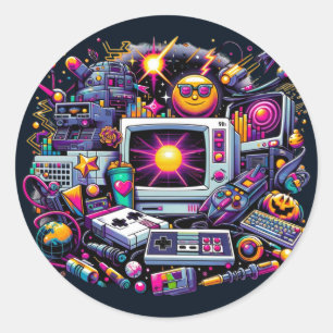 Adesivo Retro Tech Playground: Uma Odisseia Nostálgica Dos