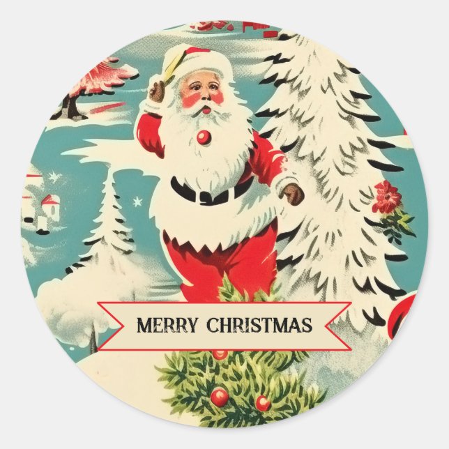 Adesivo Retro Terra de Maravilhas do Papai Noel (Frente)