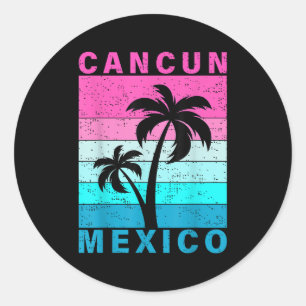 Adesivo Retro Tropical Sunset Cancun Beach Mexico Summer V