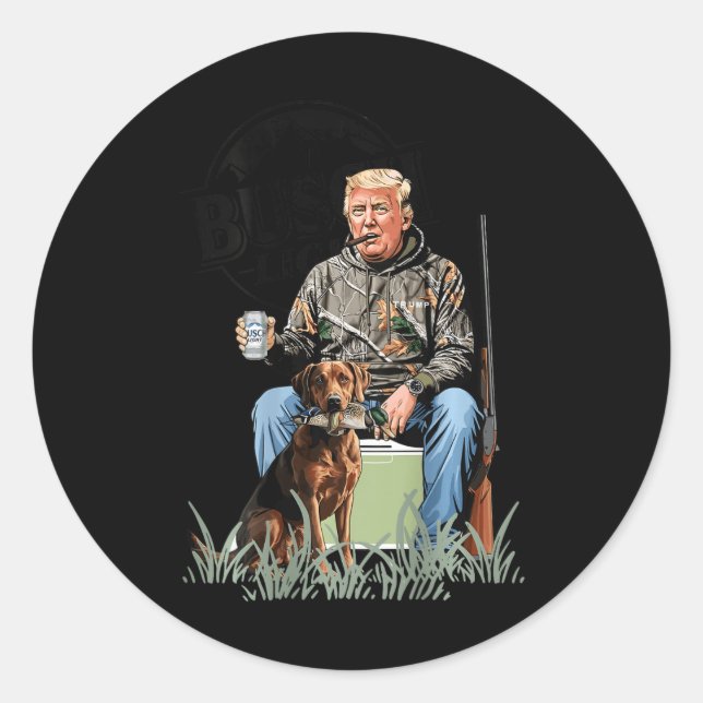 Adesivo Retro Trump Hunting Deer Funny Bebendo Beer Hunti (Frente)