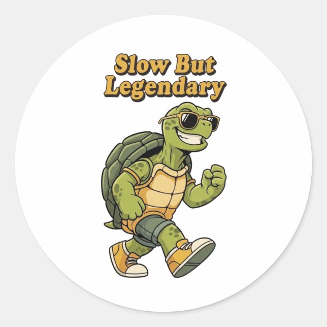 Adesivo Retro Turtle Slow But Legendary Vinyl Sticker (Frente)