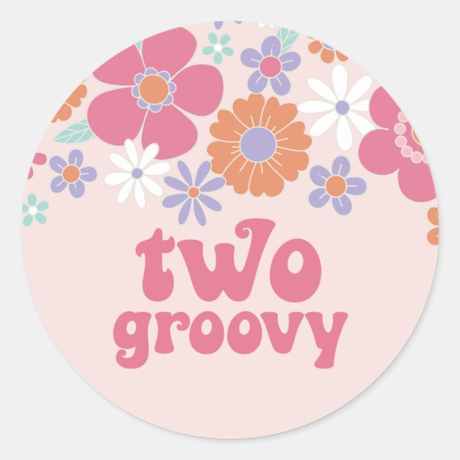 Adesivo Retro Two Groovy Floral Rosa (Frente)
