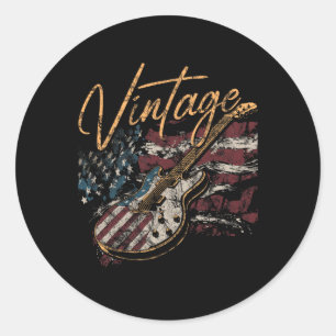 Adesivo Retro U Flag Guitar 4 De Julho Patriótico
