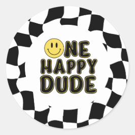 Adesivo Retro Um Feliz Duo Primeira Festa de aniversário