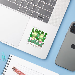 Adesivo Retro Um Professor Sortudo com Laço de Lápis Coque