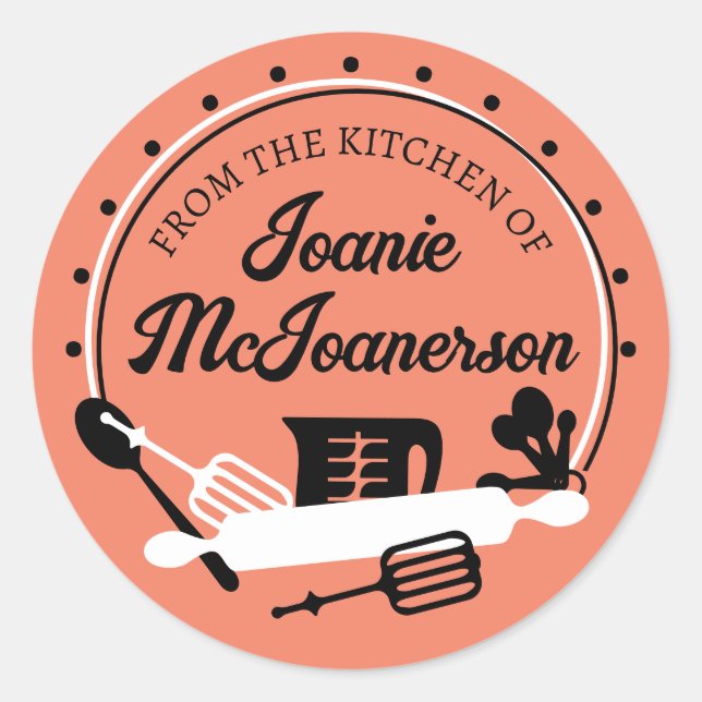 Adesivo Retro-utensílios de assar da cozinha da padaria (Frente)