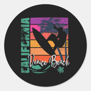 Adesivo Retro Venice Beach Califórnia Tartaruga Marinha Su