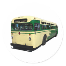 Adesivo Retro Verde e Creme do Ônibus de Sab Franc