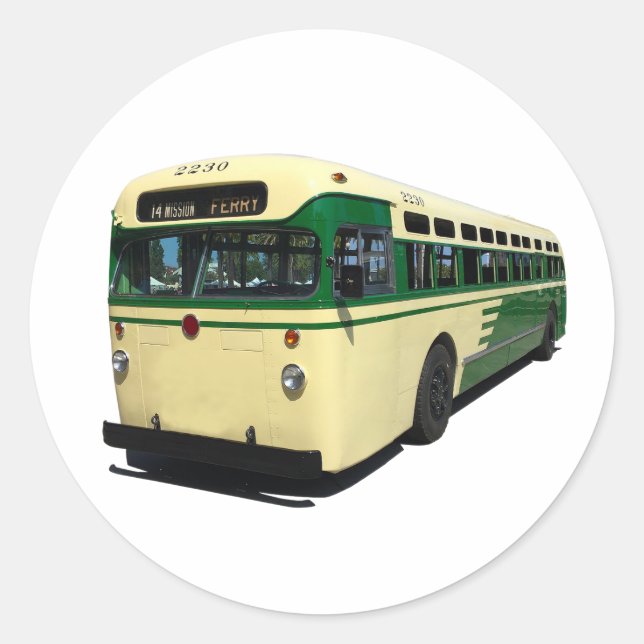 Adesivo Retro Verde e Creme do Ônibus de Sab Franc (Frente)