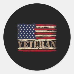 Adesivo Retro Veterano Texto em Negrito Bandeira dos EUA D