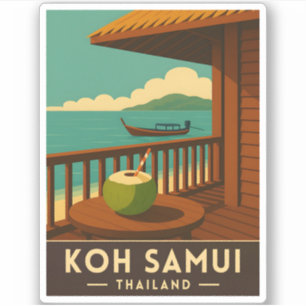 Adesivo Retro Viagens vintage Koh Samui Island Tailândia
